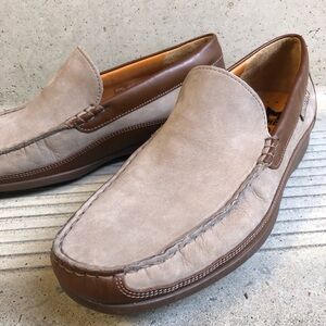 Mens Mephisto baduard slip on loafers shoes two toned taupe & brown